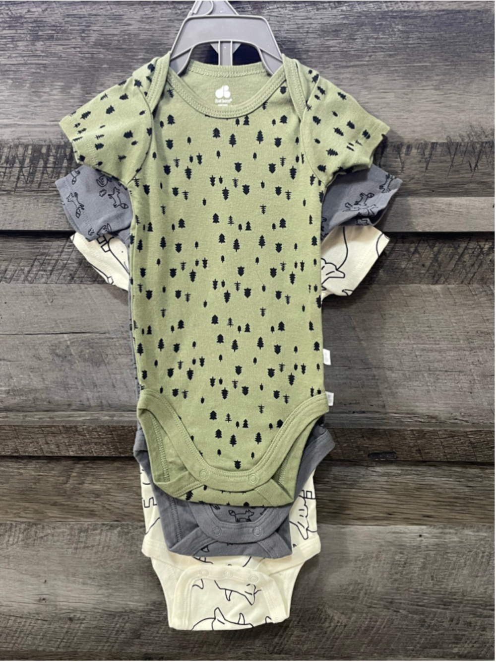 Just Born 3-6 Months 100% Organic Cotton Short Sleeve Boys Bodysuits Animal